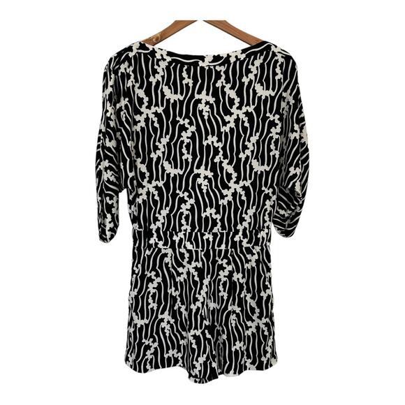 Diane von Furstenberg Soleil Slit-Back Romper Black and White Size 4 - Picture 2 of 16